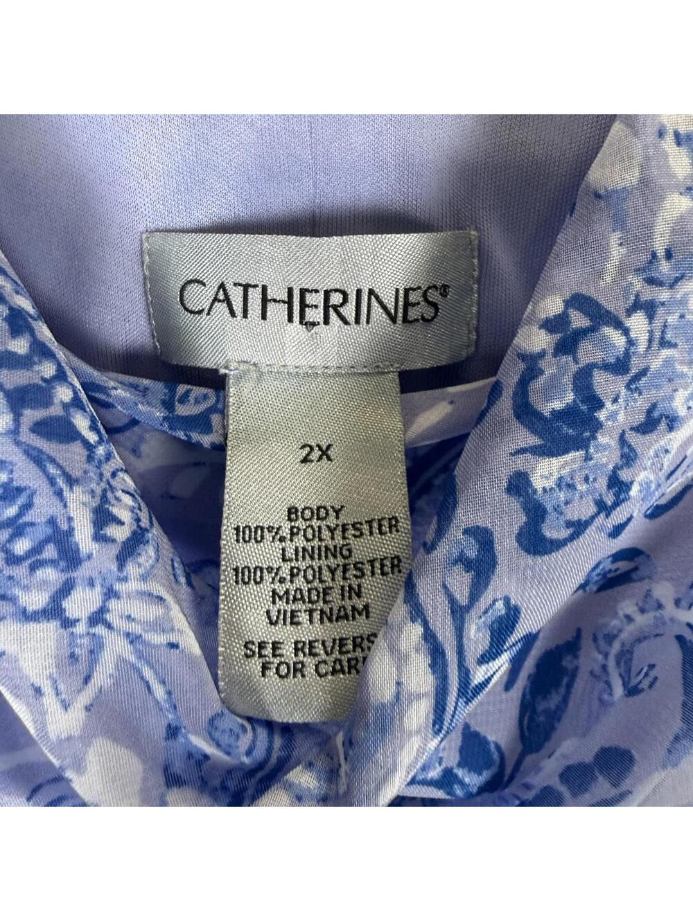 Brand New Catherines Women's Size 2X Plus Blue Print Flowy Sleeveless Midi Dress - Picture 4 of 9